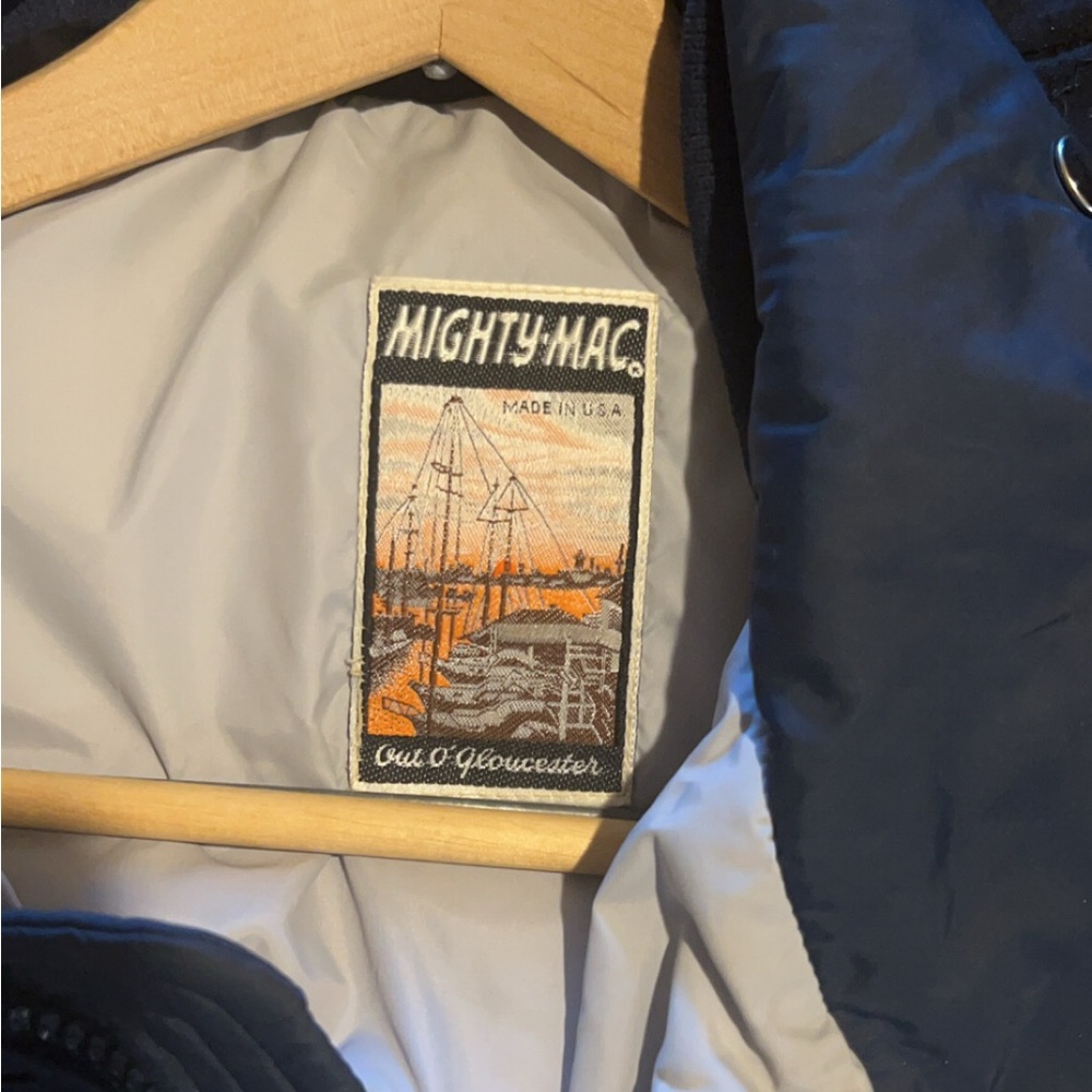 Black Puffer Jacket with Coastal Design by